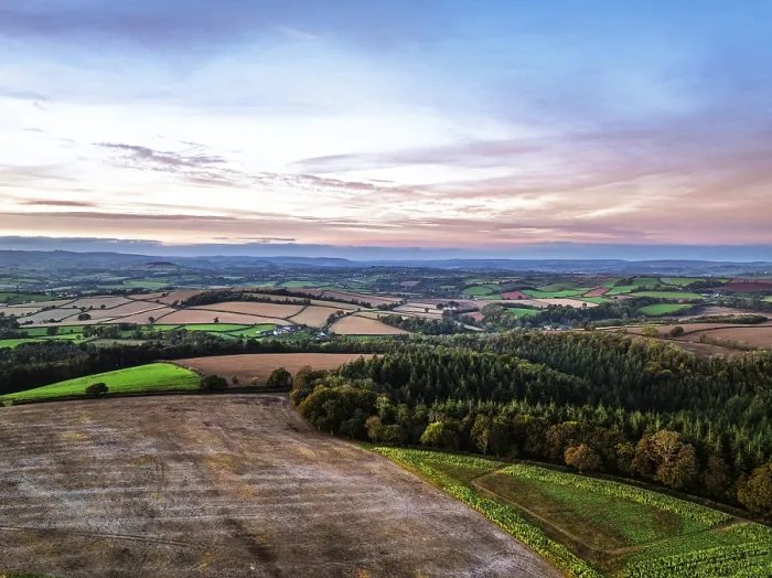 Framed Print : Devon Sunset Print - Berry Pomeroy from a Drone Framed Print : Devon Sunset Print - Berry Pomeroy from a Drone