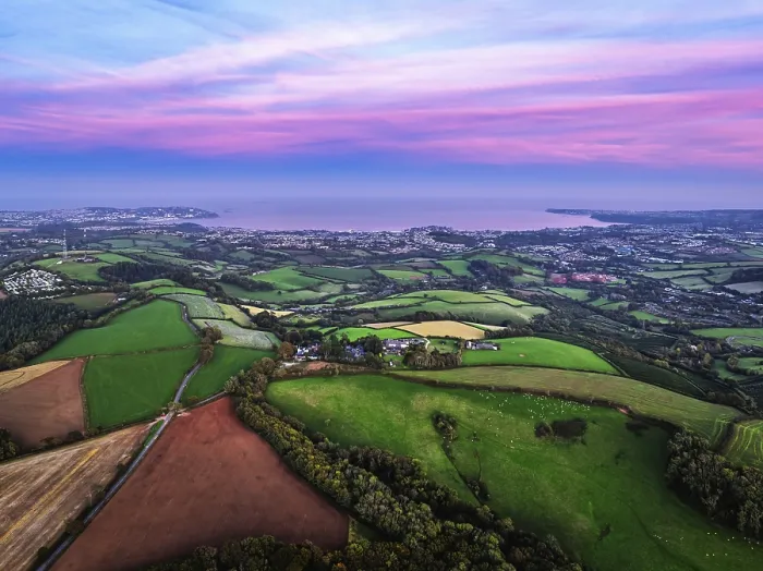 Framed Print : Devon Sunset Print from Drone over Berry Pomeroy, Totnes UK Framed Print : Devon Sunset Print from Drone over Berry Pomeroy, Totnes UK