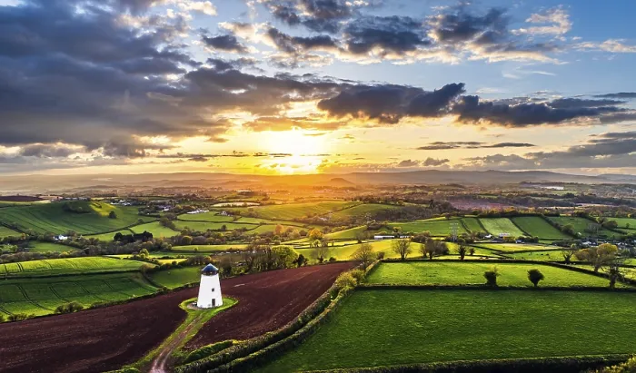Framed Print : Sunset of Devon Windmill Print, Torquay, England Framed Print : Sunset of Devon Windmill Print, Torquay, England