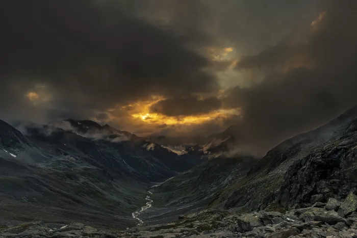 Framed Print : Windbachtal Sunset Print, Tyrol, Austria