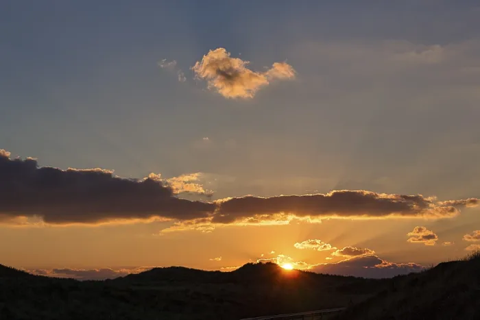 Framed Print : Sunset behind dunes, spring clouds - Print of Sylt, Germany Framed Print : Sunset behind dunes, spring clouds - Print of Sylt, Germany