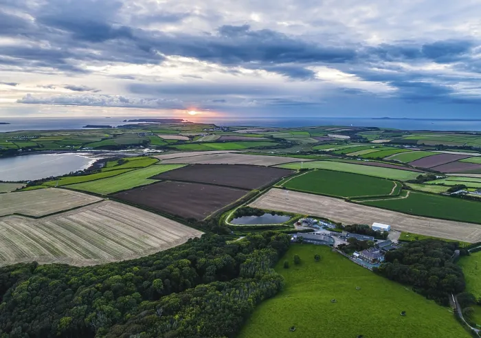 Framed Print : Sunset over Fields and Farms Print from a Drone, Pembrokeshire, Wales Framed Print : Sunset over Fields and Farms Print from a Drone, Pembrokeshire, Wales