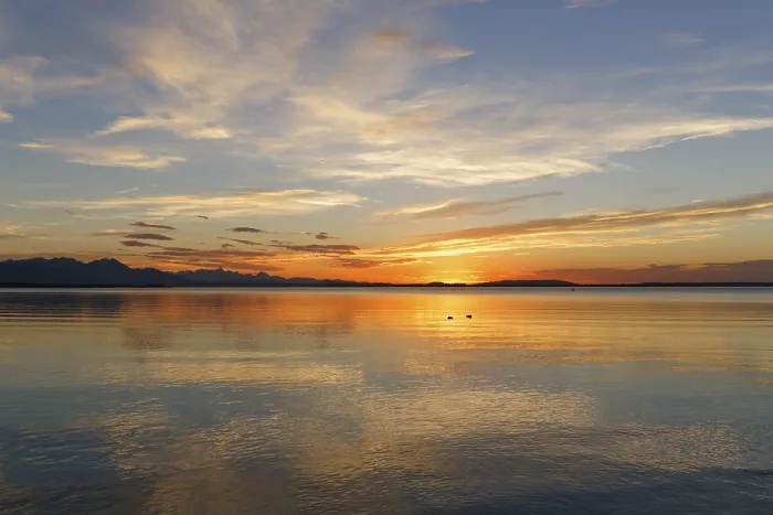 Framed Print : Sunset on Lake Chiemsee in Chieming Print, Germany Framed Print : Sunset on Lake Chiemsee in Chieming Print, Germany