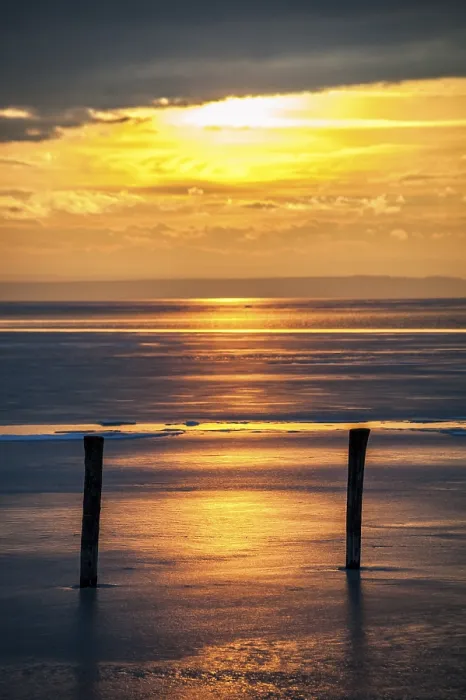 Framed Print : Sunset on the Lake in Winter Print Framed Print : Sunset on the Lake in Winter Print