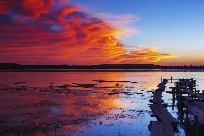 Framed Print : Sunset Landscape Print with Cloud Reflections on Water Framed Print : Sunset Landscape Print with Cloud Reflections on Water