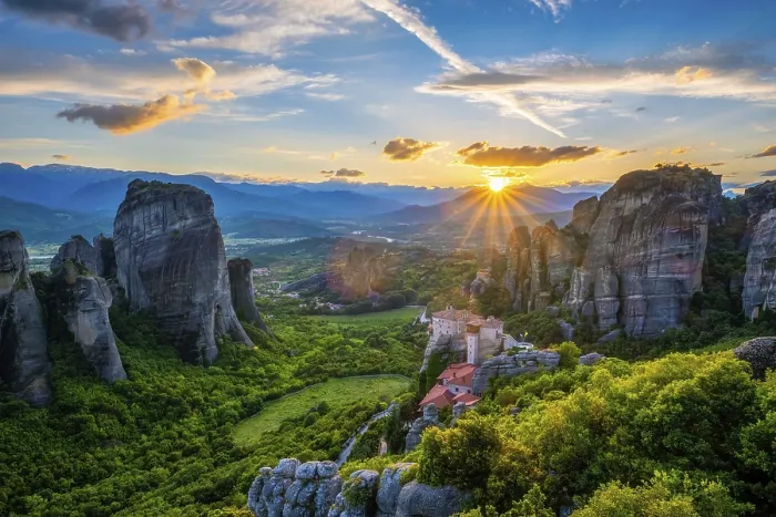 Framed Print : Meteora Monasteries Sunset Print Framed Print : Meteora Monasteries Sunset Print
