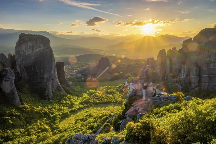 Framed Print : Meteora Monasteries Sunset Print Framed Print : Meteora Monasteries Sunset Print