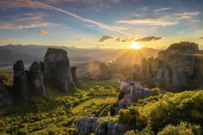 Framed Print : Meteora Sunset Print - Rousanou and St. Nicholas Anapavsa Framed Print : Meteora Sunset Print - Rousanou and St. Nicholas Anapavsa