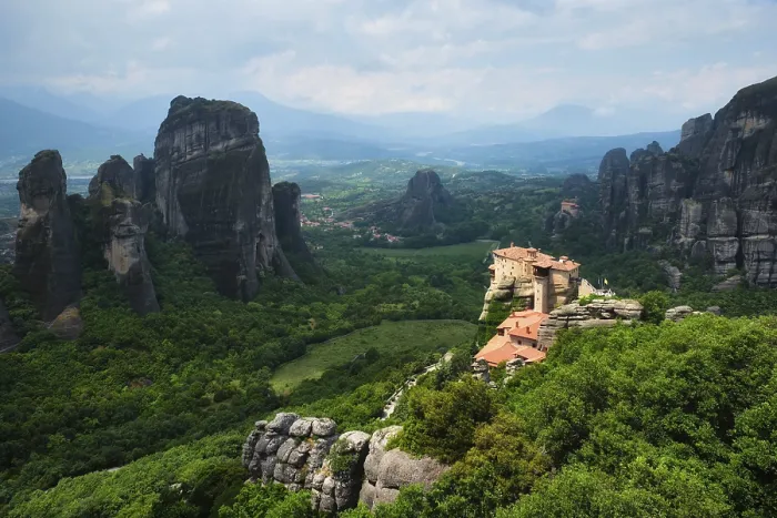 Framed Print : Sunset over Meteora Monasteries Print Framed Print : Sunset over Meteora Monasteries Print