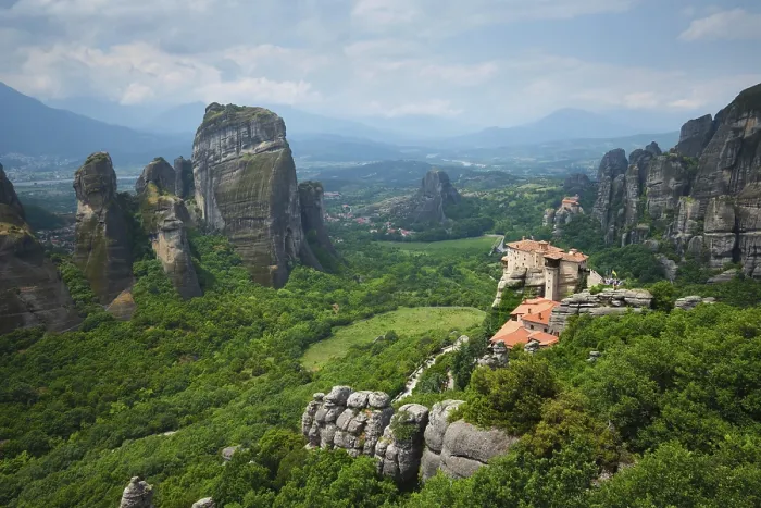 Framed Print : Sunset over Meteora Monasteries Print Framed Print : Sunset over Meteora Monasteries Print