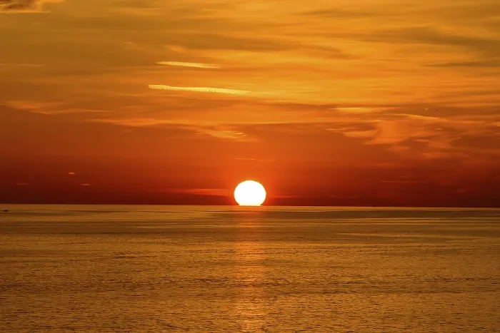 Framed Print : Sunset on the Sea with Orange Clouds Print Framed Print : Sunset on the Sea with Orange Clouds Print