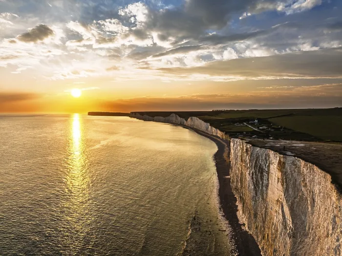 Framed Print : Sunset over Seven Sisters Cliffs Print, East Sussex, England Framed Print : Sunset over Seven Sisters Cliffs Print, East Sussex, England