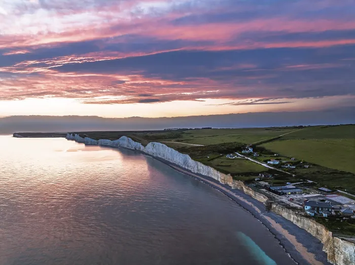 Framed Print : Sunset over Seven Sisters Cliffs Print, East Sussex, England Framed Print : Sunset over Seven Sisters Cliffs Print, East Sussex, England