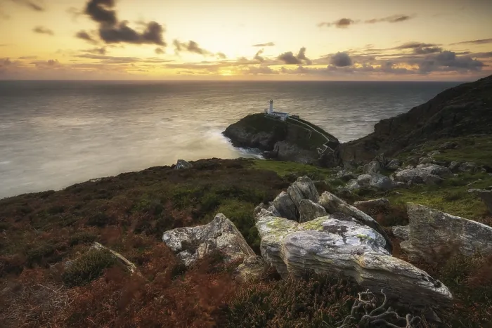 Framed Print : Sunset at South Stack Lighthouse Print, Anglesey, Wales Framed Print : Sunset at South Stack Lighthouse Print, Anglesey, Wales