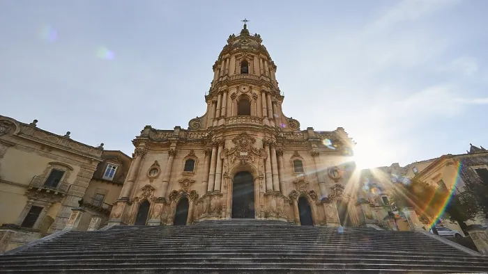 Framed Print : Super Wide Angle Print of Modica Cathedral at Sunset Framed Print : Super Wide Angle Print of Modica Cathedral at Sunset