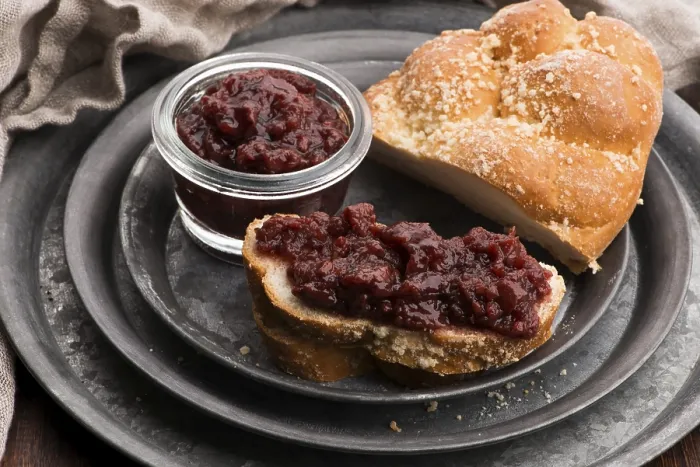 Framed Print : Sweet Bread (Challah) with Cherry Jam Print Framed Print : Sweet Bread (Challah) with Cherry Jam Print