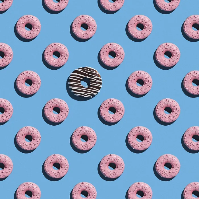 Framed Print : Sweet Donuts Print on Blue Background Framed Print : Sweet Donuts Print on Blue Background