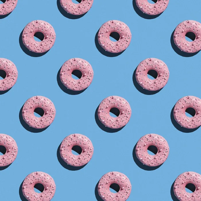 Framed Print : Sweet Donuts Print on Blue Background