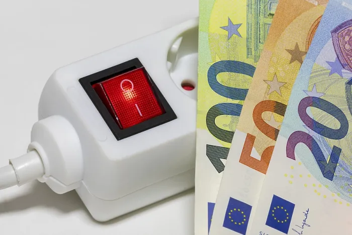 Framed Print : Switchable Socket Strip, Euro Banknotes: Energy Costs Print Framed Print : Switchable Socket Strip, Euro Banknotes: Energy Costs Print