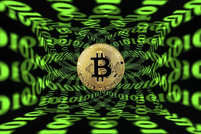 Framed Print : Bitcoin Gold Coin with Digital Binary Code Print Framed Print : Bitcoin Gold Coin with Digital Binary Code Print