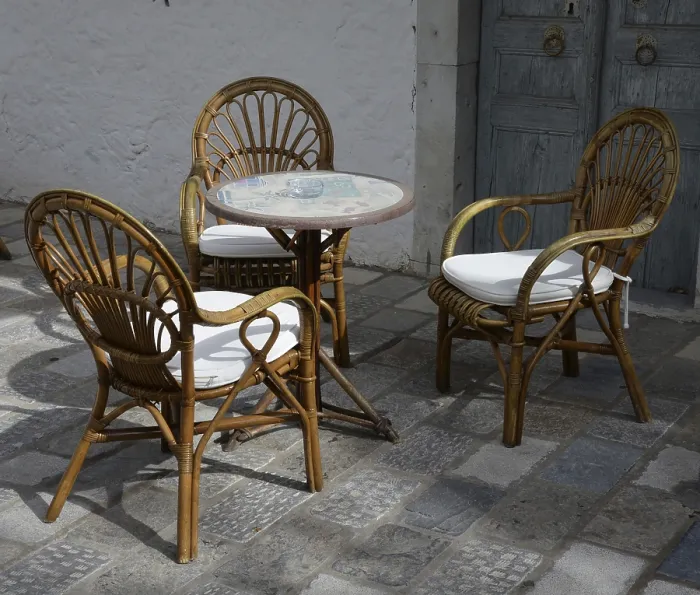 Framed Print : Table and Chairs Print, Outdoor Dining Area Framed Print : Table and Chairs Print, Outdoor Dining Area