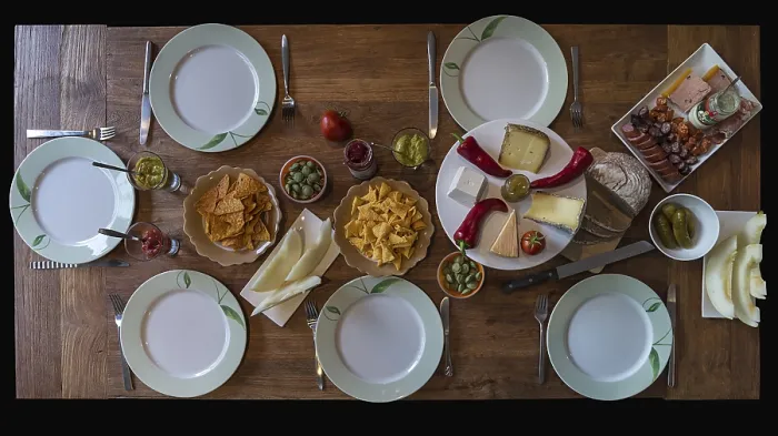 Framed Print : Table Set with German Snacks Print, Germany