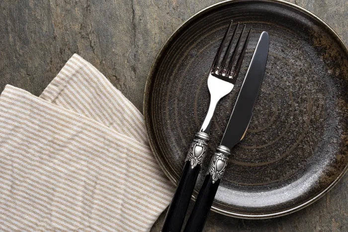 Framed Print : Table Setting Print - Stone Background Framed Print : Table Setting Print - Stone Background
