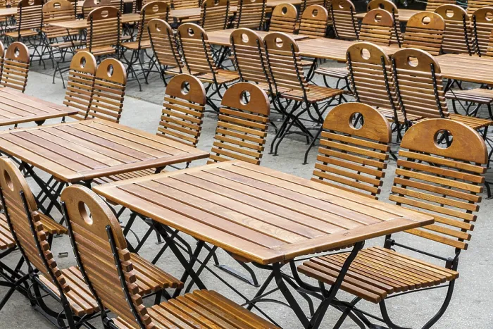 Framed Print : Empty Tables and Chairs Print, Berlin Lockdown Framed Print : Empty Tables and Chairs Print, Berlin Lockdown