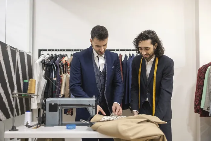 Framed Print : Tailor at Work: Precision in Fashion Design Print Framed Print : Tailor at Work: Precision in Fashion Design Print