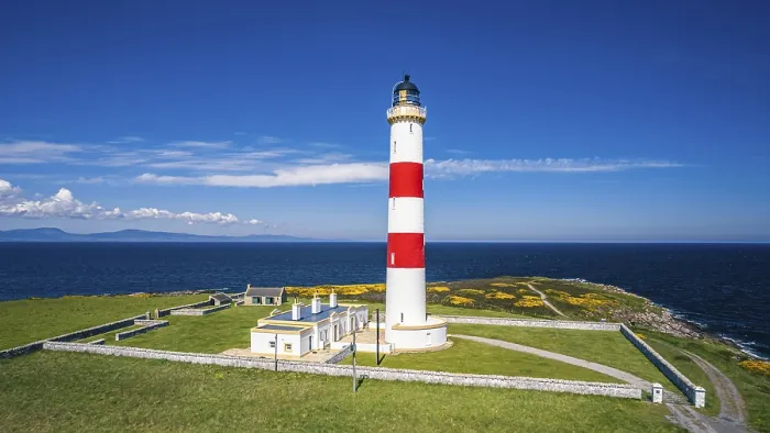 Framed Print : Tarbat Ness Lighthouse Drone Print, Portmahomack, Scotland Framed Print : Tarbat Ness Lighthouse Drone Print, Portmahomack, Scotland
