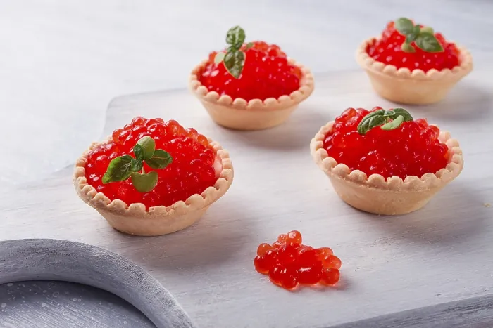 Framed Print : Tartlets with Red Caviar Print, Close-Up Framed Print : Tartlets with Red Caviar Print, Close-Up