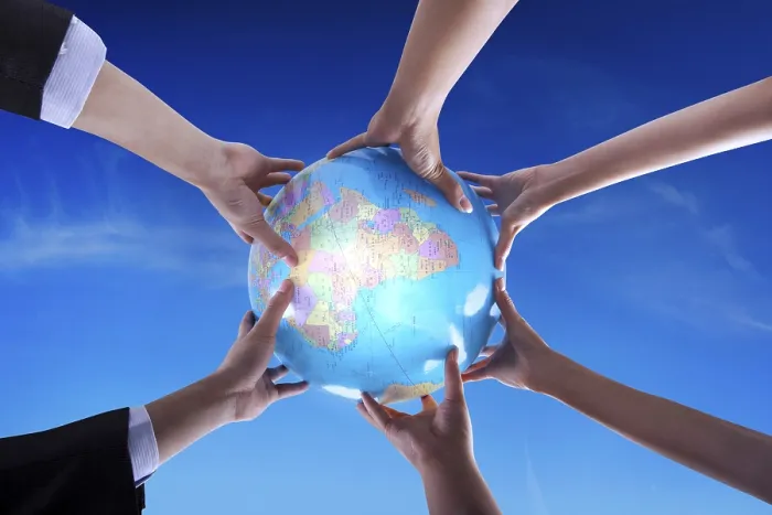 Framed Print : The Team Holding a Globe Together Print Framed Print : The Team Holding a Globe Together Print