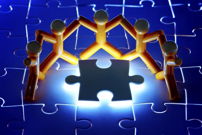 Framed Print : Teamwork in Action Print: Collaborative Puzzle Solution