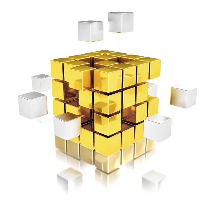 Framed Print : Teamwork Concept Metal Cube Print Framed Print : Teamwork Concept Metal Cube Print
