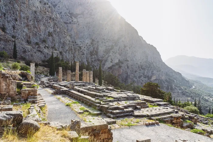 Framed Print : Print of Temple of Apollo In Delphi, ancient Delphi, Greece Framed Print : Print of Temple of Apollo In Delphi, ancient Delphi, Greece