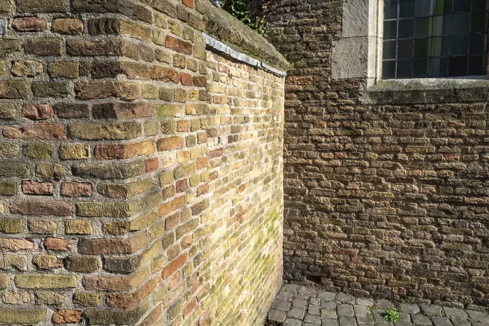 Framed Print : Texture-Rich Brick Wall Print in Dappled Shade Framed Print : Texture-Rich Brick Wall Print in Dappled Shade