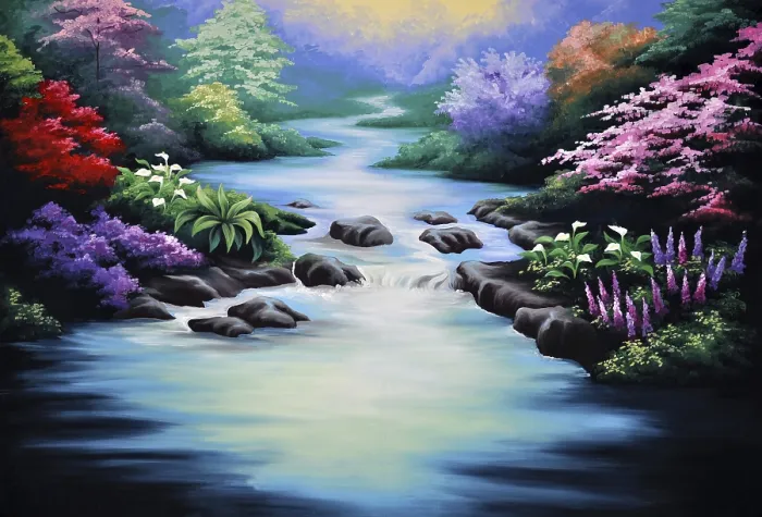 Framed Print : Theatre Backdrop Print: Forest and Stream Scene Framed Print : Theatre Backdrop Print: Forest and Stream Scene