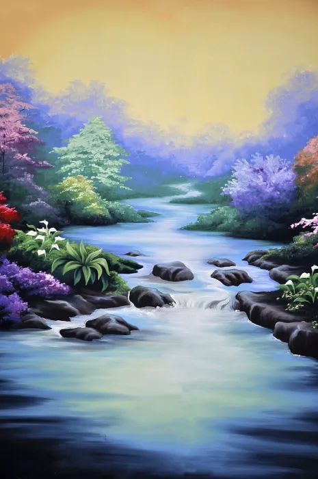 Framed Print : Theatre Backdrop Print: Forest and Stream Scene