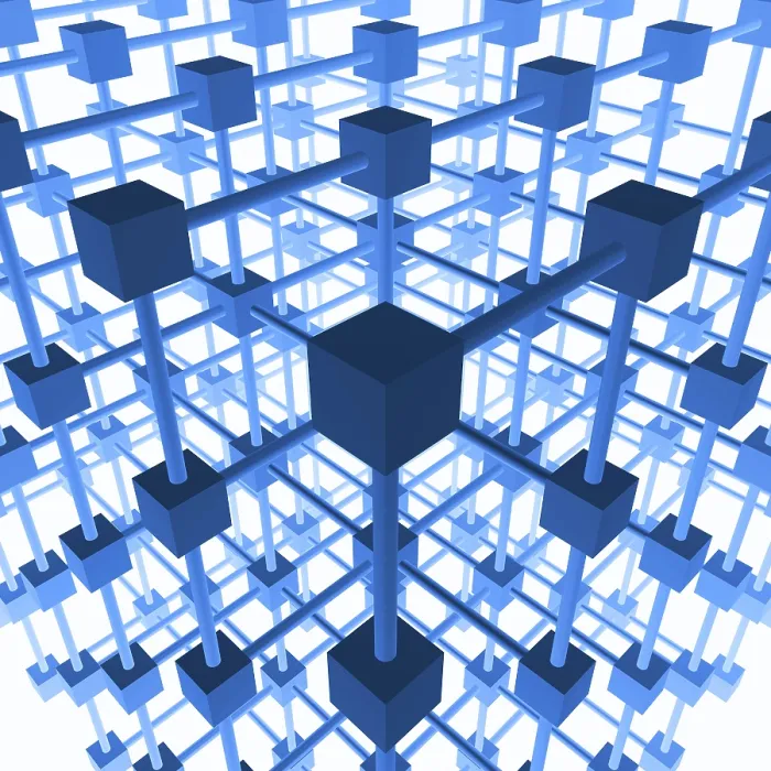 Framed Print : Three-dimensional Grid Structure Blue Cube Print Framed Print : Three-dimensional Grid Structure Blue Cube Print