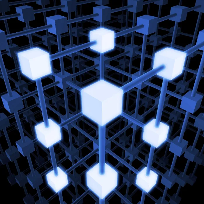 Framed Print : Three-dimensional Grid Structure Blue and White Cubes Print Framed Print : Three-dimensional Grid Structure Blue and White Cubes Print