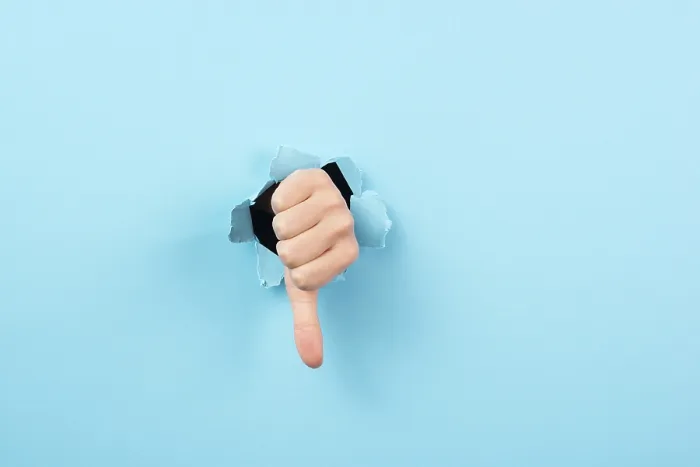 Framed Print : Thumb Down Print: Negative Hand Gesture