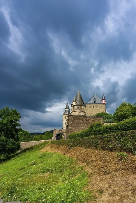 Framed Print : Thunderclouds over Bürresheim Castle Print, Germany Framed Print : Thunderclouds over Bürresheim Castle Print, Germany