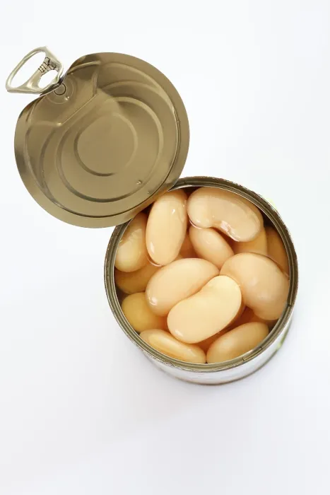 Framed Print : Opened Tin Can with White Beans Print Framed Print : Opened Tin Can with White Beans Print
