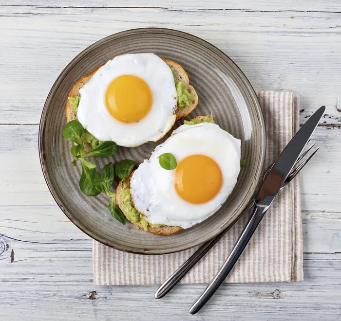 Framed Print : Top View Toast with Fried Egg Print Framed Print : Top View Toast with Fried Egg Print