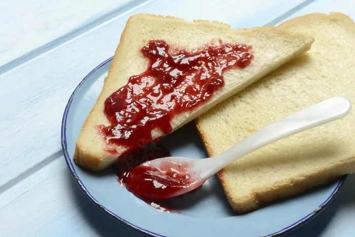Framed Print : Raspberry Jam Toast Print, Breakfast on a Plate Framed Print : Raspberry Jam Toast Print, Breakfast on a Plate