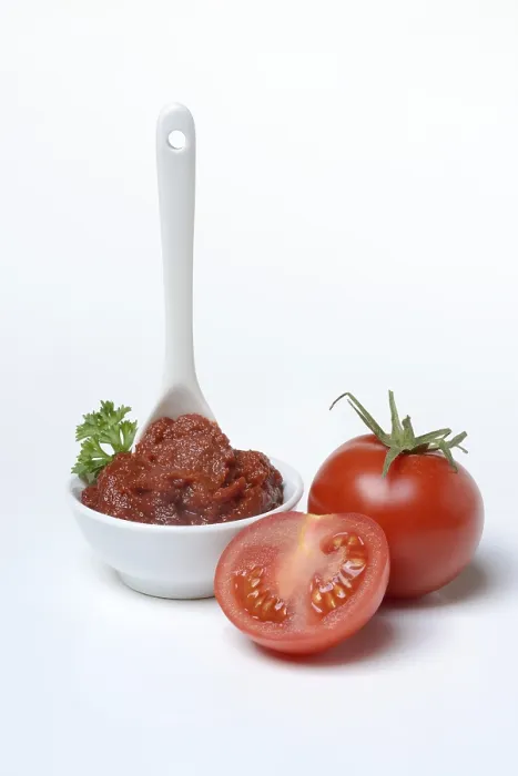 Framed Print : Tomato paste with spoon in bowl print, Germany Framed Print : Tomato paste with spoon in bowl print, Germany