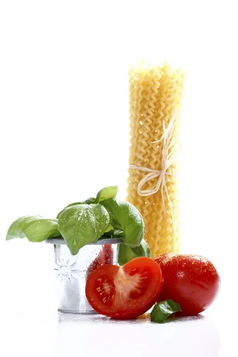Framed Print : Tomatoes, Basil and Noodles Print