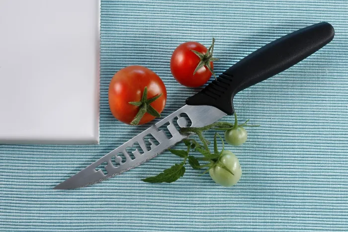 Framed Print : Tomato Print with Knife Framed Print : Tomato Print with Knife