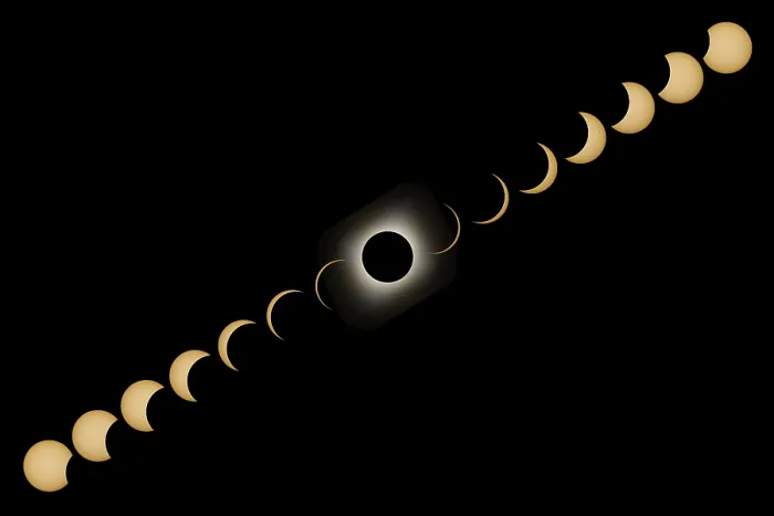 Framed Print : Total Solar Eclipse Print: Composite Image of Phases Framed Print : Total Solar Eclipse Print: Composite Image of Phases