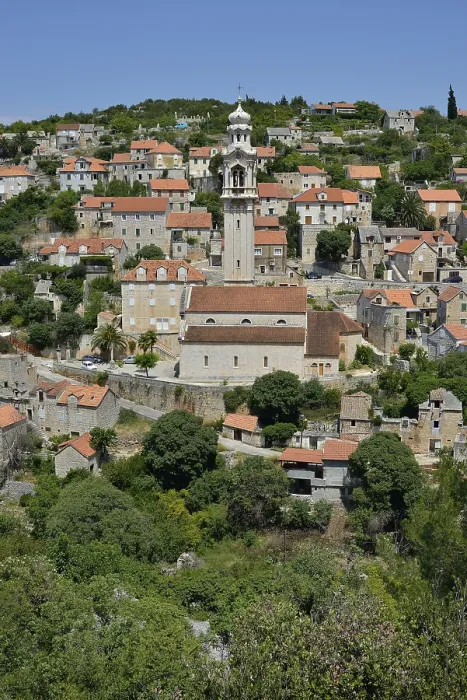 Framed Print : Townscape, Lozis?a Print, Brac Island, Croatia Framed Print : Townscape, Lozis?a Print, Brac Island, Croatia